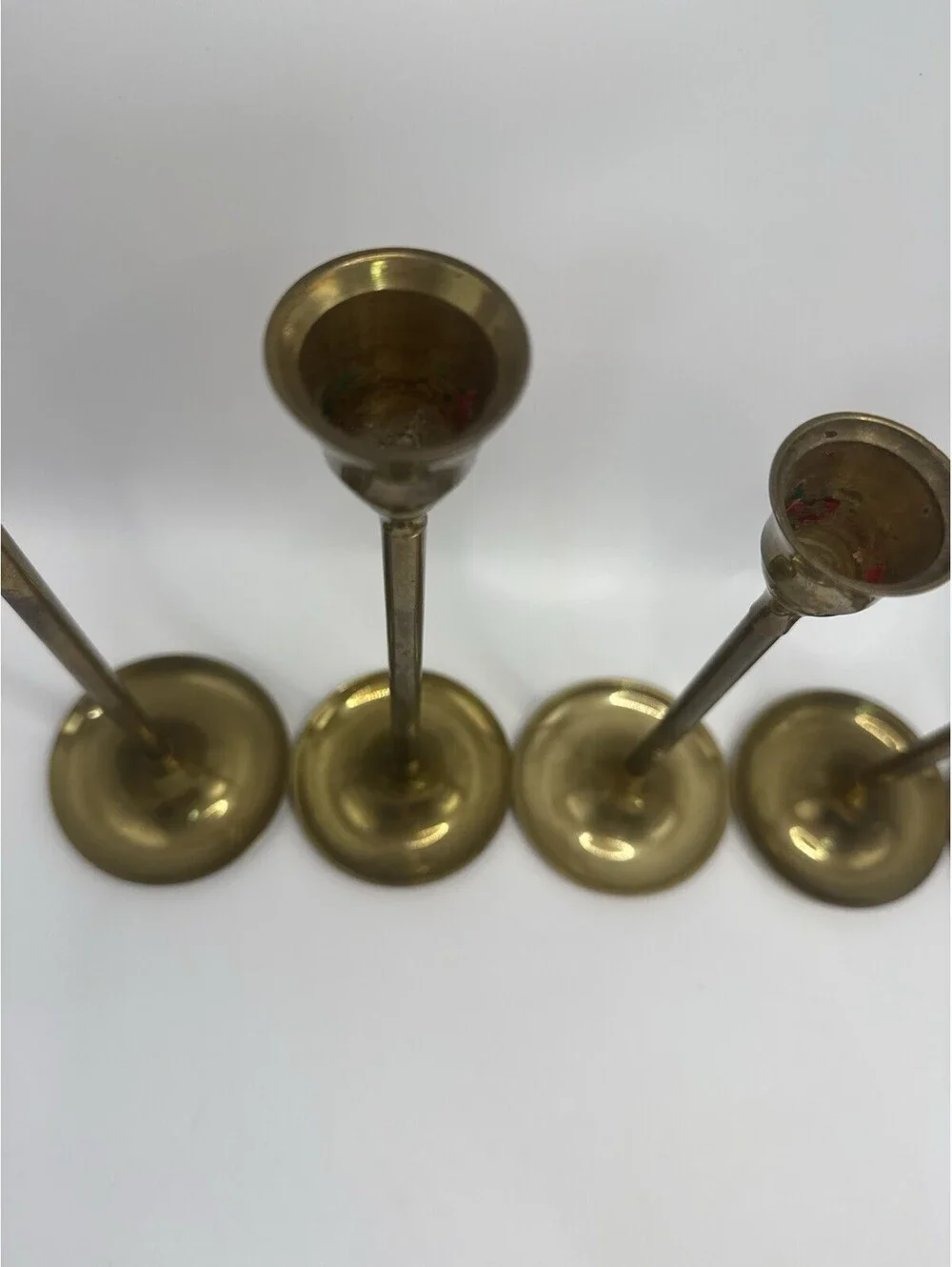 Vintage Brass Candle Holders Graduated Tapered Set of 7 Candlesticks Taiwan